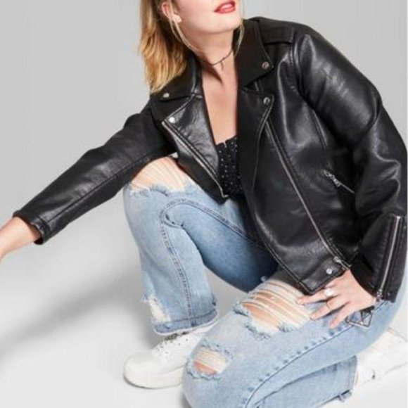 wild fable Jackets & Blazers - Wild Fable Womens vegan leather black moto jacket